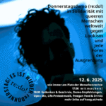 Donnerstagsdemo (re:do!) in Solidarität mit queeren Menschen weltweit gegen Lookism und jede Form der Ausgrenzung